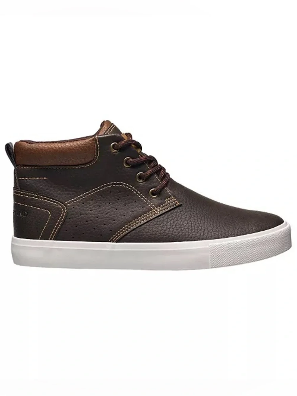 Lucky Brand Brown Leather-Textured Chukka Boot with White Sole
